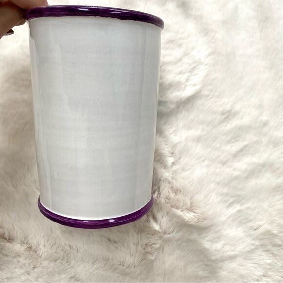 Italian Ceramic Utensil Holder Crock Handmade Rustic Farmhouse Style - Picture 3 of 9